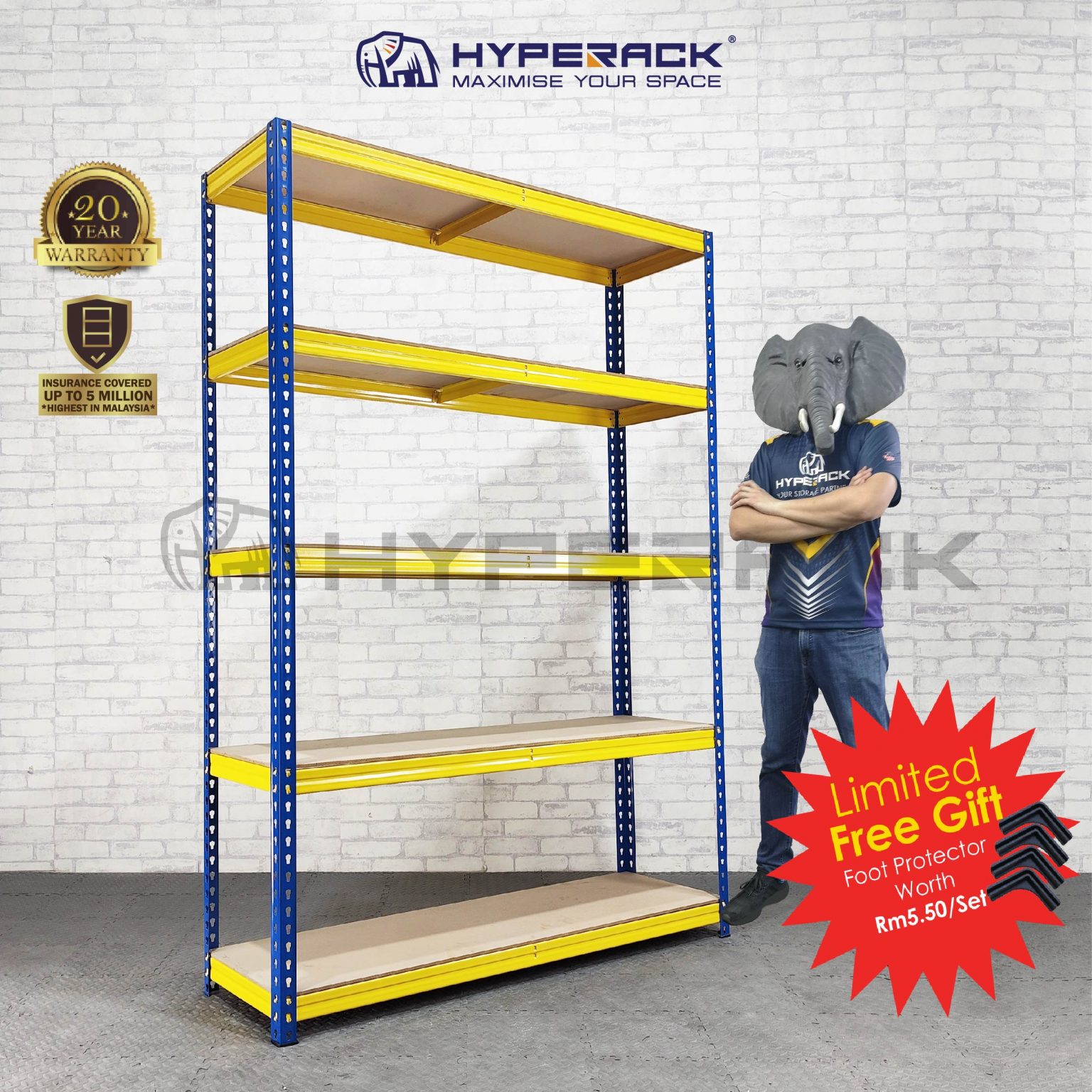 Boltless Rack 216cm Heights X 5 Levels Hyperack Malaysias