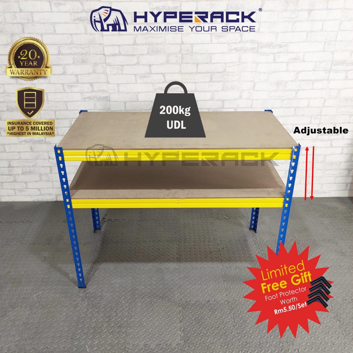HYPERACK ™️ Rak Besi Slotted Angle Bar Upright 10 kaki Boltless Rack ...
